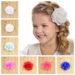 Yundfly 5pcs/lot 3.2" Chiffon Petals Poppy Flower Hair Clips Rolled Rose Fabric Hair Flowers with Barrettes Baby Girls Headwear