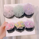 Mesh Snood Spring Clip Elegant Colorful Star Sequin Hair Nets Princess Hair Clip Star Hair Nets Dance