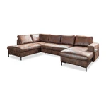 Brązowa rozkładana sofa w kształcie litery "U" z imitacji skóry Miuform Lofty Lilly Vintage, lewostronna