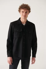 Avva Men's Black Cotton Lightweight Comfort Fit Casual Cut Jacket Coat