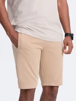 Ombre BASIC men's cotton sweatshorts - beige