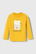 Detské bavlnené tričko s dlhým rukávom zippy žltá farba, s potlačou