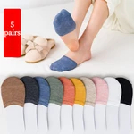 Forefoot Socks Woman Summer Solid Color Candy Female Half Foot Toe Cover Half Socks Heels Invisible Cotton Breathable Socks New