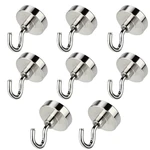 8PCS Strong Neodymium Magnetic Hook Hold Up To 12kg 5Pounds Diameter 20mm Magnets Quick Hook For Home Kitchen Workplace etc