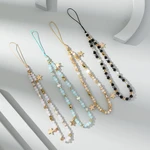 Fashion Acrylic Mobile Phone Chain Five-Pointed Star Pendant Beaded Telephone Lanyard Cellphone Hanging Rope For Women Jewelry