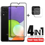 4-in-1 For Samsung Galaxy A22 Glass For Samsung A22 Tempered Glass HD Film Full Glue Screen Protector For Samsung A22 Lens Glass