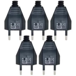 (Pack 5) European Europlug Rewireable Replacement DIY EU Power Plug AC250V 2.5A Black / White