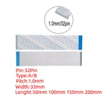 32Pin 1mm 1.0Pitch FFC Cable FPC Flat Flexible Cable 50/100/150/200mm AWM 20624 80C 60V VW-1 A B Type
