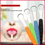 Portable Tongue Cleaner Tongue Scraper Reusable Stainless Steel Oral Mouth Brush With Travel Case Non-slip Handle