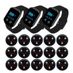 BYHUBYENG Wireless Waiter Calling System Restaurant Pager 3 Waterproof Watch Receiver+20 Call Button for Coffee Clinic