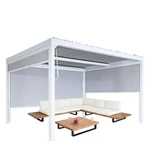 Bioklimatická pergola HWC-L41 3x3 se 3 bočními stěnami Bílá,Bioklimatická pergola HWC-L41 3x3 se 3 bočními stěnami Bílá