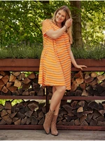 Oranžové dámske pruhované šaty s vreckami ONLY CARMAKOMA May