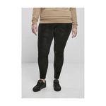 Women's washed trousers made of artificial leather black