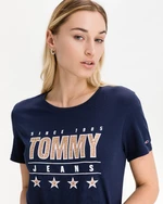 Tommy Jeans Slim Metallic Triko Modrá