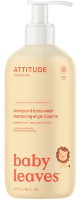 Attitude Baby Leaves Detské telové mydlo a šampón (2v1) s vôňou hruškovej šťavy 473 ml