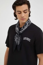 Bavlnené tričko Les Deux čierna farba, s potlačou, LDM101113