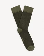 Kaki pánske pruhované ponožky Celio Vicaire