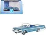 1961 Chevrolet Impala Convertible Jewel Blue Metallic and White with Blue Interior 1/87 (HO) Scale Diecast Model Car by Oxford Diecast