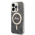 Kompatibilní zadní kryt Guess 4G MagSafe + bezdrátová nabíječka pro Apple iPhone 14 Pro, černá