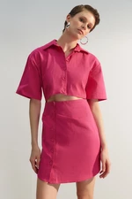 Trendyol Limited Edition Fukszia ing Mini szőtt ruha