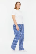 Trendyol Curve Navy Blue Striped Knitted Pajama Bottoms