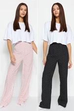 Trendyol Black-White 2 Pack Polka Dot Viscose Woven Pajama Bottoms