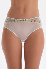Dagi Ecru Floral Embroidery Detail Hipster Panties.
