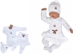 Z&amp;Z 3-dílná soupravička body, polodupačky s volánkem a čepička Mašlička - bílá, vel. 56 (1-2m)