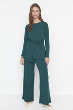 Trendyol Emerald Green Jersey Tunic-Pants Knitted Set With Waist Detailed