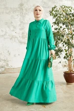 InStyle Albera Shirt Collar Buttoned Dress - Green