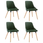 Jídelní židle 4 ks látka / buk Dekorhome Tmavě zelená