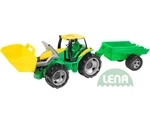 LENA Traktor plastový zelený set se lžící a přívěsem 110cm v krabici