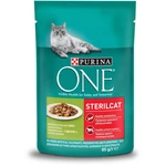 PURINA ONE Sterilcat mini filetky s morkou a zelenými fazuľkami v šťave 24x85g