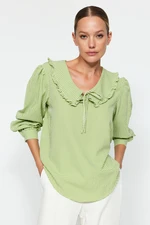 Trendyol Green Collar Detailed Woven Blouse