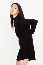 Trendyol Black Ruffle Detail High Neck Knitwear Two Piece Set