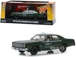 1976 Plymouth Fury Taxi "Checker Cab 069 WO. 3-7000" Metallic Green "Beverly Hills Cop" (1984) Movie 1/43 Diecast Model Car by Greenlight