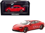2020 Porsche Taycan Turbo S Red Limited Edition to 336 pieces Worldwide 1/43 Diecast Model Car by Minichamps