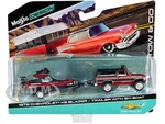 1979 Chevrolet K5 Blazer Red Metallic and Matt Black and Ski Boat Red Metallic and Matt Black with Trailer "Tow &amp; Go" Series 1/64 Diecast Models