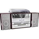 Karcher KA 320 stereo systém CD, kazeta, MW, gramofón, SD, USB, UKW,  2 x 2 W drevo, strieborná