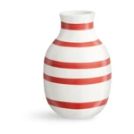 Bielo-červená pruhovaná keramická váza Kähler Design Omaggio, výška 12,5 cm Bielo-červená pruhovaná keramická váza Kähler Design Omaggio, výška 12,5 cm