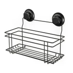 Čierna samodržiaca nástenná kúpeľňová polička Compactor Bestlock Black All Purpose Holder, 30 x 20,5 cm