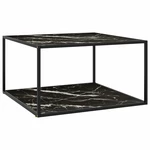 Tea Table Black with Black Marble Glass 35.4"x35.4"x19.7"