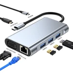 Mechzone 7 in 1 Type-C Docking Station USB-C Hub Adapter with USB3.0 USB-C PD 87W 4K HDMI-Compatible 1080P VGA RJ45 Giga