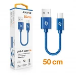 Datový kabel ALIGATOR PREMIUM 2A, USB-C 50cm, modrá