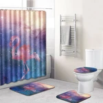 Starry Sky Printed Bathroom Polyester Shower Curtain Non Slip Toilet Cover Rugs Mat Set
