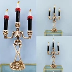 Halloween Skull Skeletal Stand LED 3 Candles Light Decorations Bar KTV Party Lamp