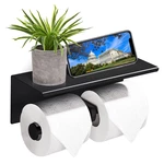 Double Roll Stainless Steel Toilet Wall Mount Mobile Phone Holder Paper Shelf