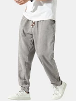 Mens Corduroy Solid Color Casual Pants With Pocket