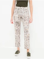 White patterned linen shortened trousers CAMAIEU - Women