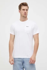 Bavlnené tričko Barbour biela farba, jednofarebný, MTS1114